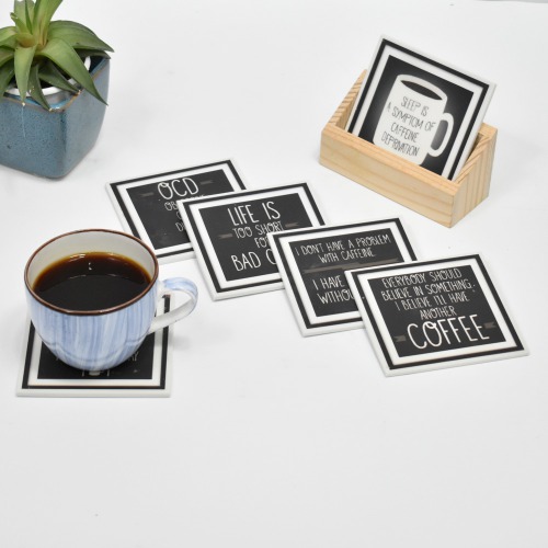 Quotes Coffee | Tea Coasters Set for Kitchen Set Of 6 | Table And Home Decor | Dinning | Gifts | Restaurants