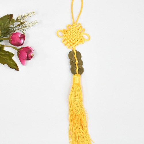 Feng Shui Hanging Coins Bell with Multicolour Strings For Good Fortune | Traditional Coins with String for Wealth