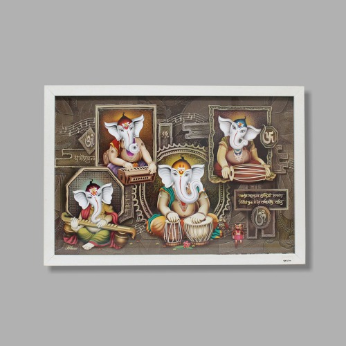 Lord Ganesha Religious Wood Photo Frames With (Glass) For Worship | Pooja (13 x 19 inch | Multicolour)