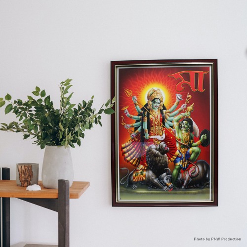 Maa Durga Mahishasur Vadh IdolArt Wall Painting Frame ( 20 x 14.5 inches)
