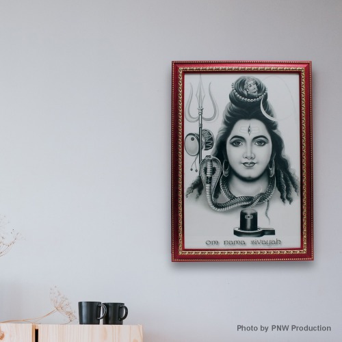 God Shiva In Shivling Posture Photo Frame( 20.5 x 14.5 Inches ) For Home Decor| Positivity