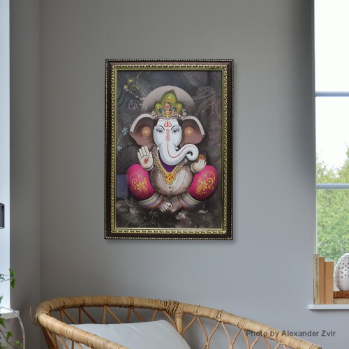 Multicolour Ganesha Home Decorative Gift Item Synthetic Frame | Frames | Gods frames | Spirituals | Wall Frames