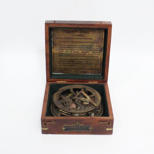 Gilbert London Antique Sundial Compass With Wooden Box | Antique Things