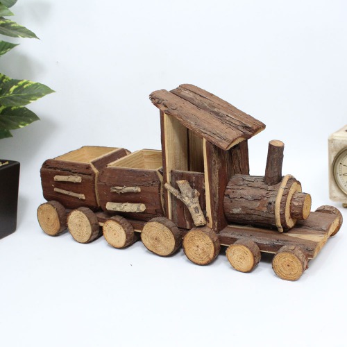 Retro Wooden Train Engine Model Home Desk Office Ornament Decor Art