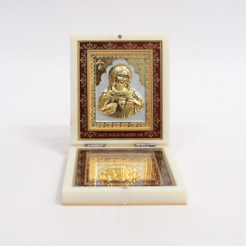 Gold Plated Mother Mary Photo Frame with Box