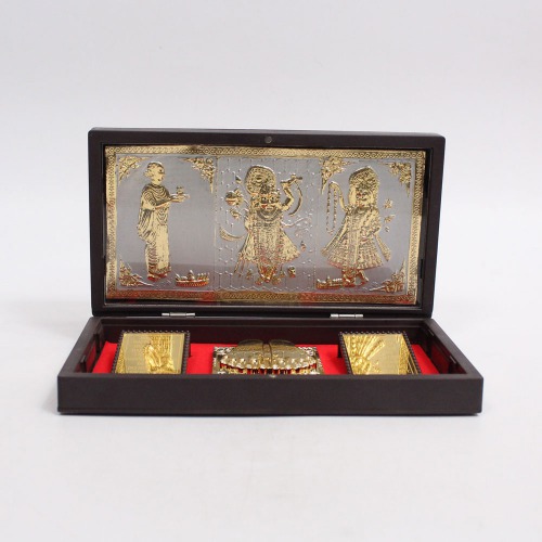 Gold Plated Shreenath ji Charn Paduka With Box