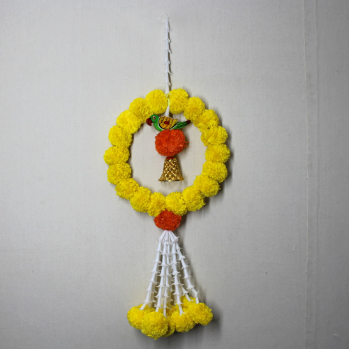Marigold Round Popat Latkan Medium | Wall Hanging Latkan | Door Latkan | Toran Latkan | For Diwali, Party, House Warming etc