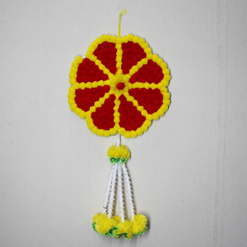 Red and Yellow Marigold Flower Latkan | Wall Hanging Latkan | Door Latkan | Toran Latkan | For Diwali, Party, House Warming etc