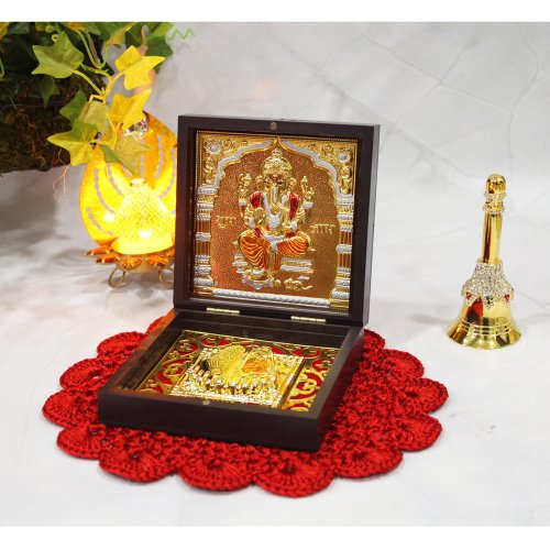 Gold Plated Small Orange Dhoti Bappa with Box