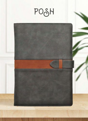Posh | Raw Leather Textured Dual Tone Stylish Diary | Modern Designer Day to Day Journal with a Sliding Loop Closure