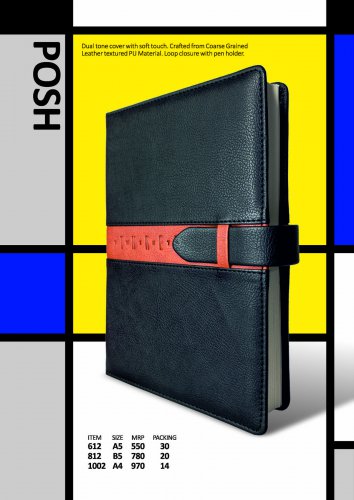 Posh | Dual Tone Colored Rich Elegant Diary | Coarse - Grained Leather Textured Diary with Unique Closure