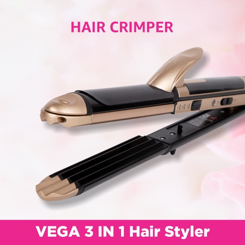 VEGA 3 in 1 Hair Styler, Straightener, Curler & Crimper (VHSCC-01), Black