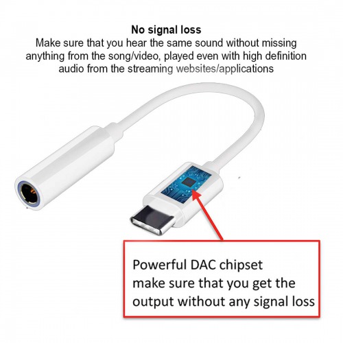 Stuffcool USB Type C to 3.5mm Aux Digital Audio Headphone Jack Adapter/Connector 12 cm - White