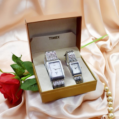 Timex Couple White Dial Silver Stainless Steel |TW00PR205
