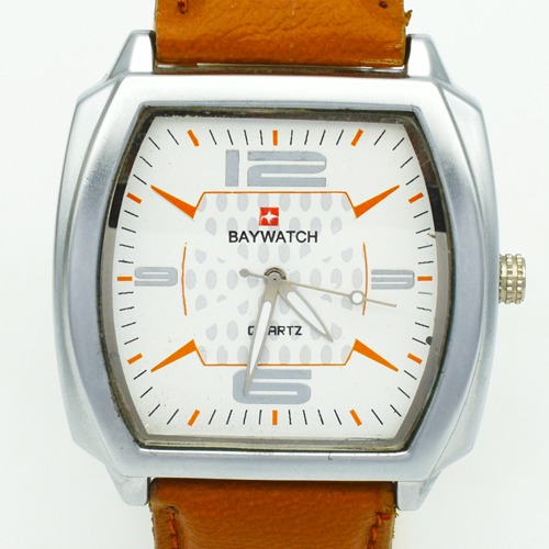 Baywatch White Dial Brown Leather Strap Men's Watch