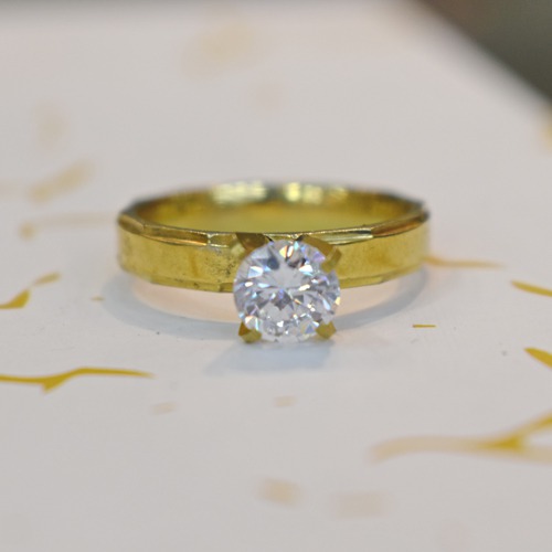 Single Diamond Ring | Gold Colour | Ring For Women