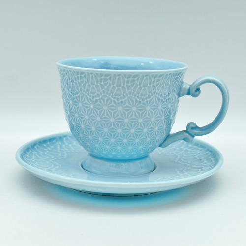 Ceramic Tea Set | Blue | Cup & Saucer Set of 5 Piece, for 4 People