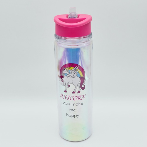 Pink Colour Plastic Sipper Cap Fridge Water Bottle Office Gym Sports School Kids