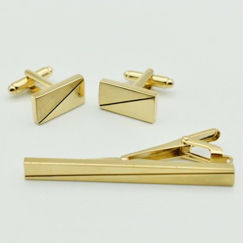 Gold Colored Cufflinks and Tie Pin Set for Men | Decorative Combo Tie Pin and Cufflinks Set for Men Boys Wedding Business Gift