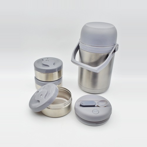 Borosil S/3 Hydra Vaccum Tiffin Stainless Steel Lunch Box, 3-Containers