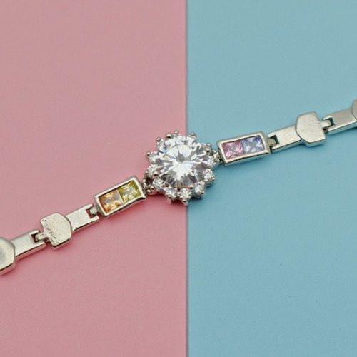 Silver Diamond Toned Bracelet For Women | Metal Bracelet For Women & Girls