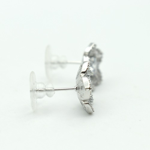 Silver-Floral Cubic Studded Handcrafted Studs | Silver Colour Earrings | Earrings
