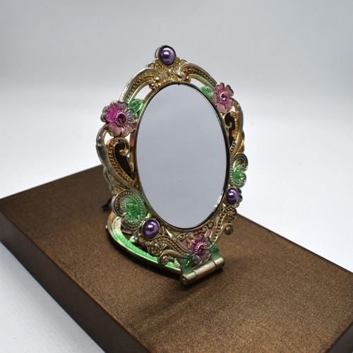 Handicraft Metal Hand Mirror for Girls (Multicolour) Metal Hand Mirror  Antique Work Beautiful Mirror for Women and Girls