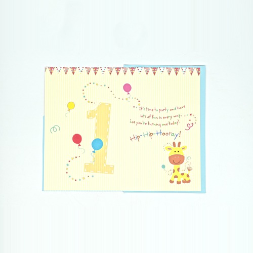 1 Year Old Birthday Card With Shagun Envelope Inside