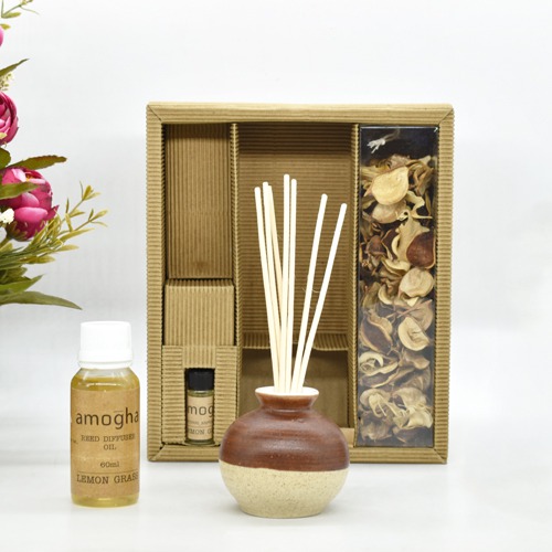 Amogha Reed Diffuser Gift Set | Lemon Grass | Aroma Diffuser For Home Decor
