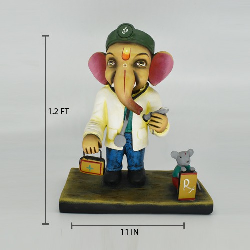 Multicolor Doctor Ganesh Idol 14.4 inch for Home Decor