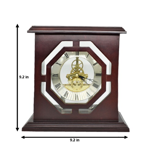 Unique Brown Wooden  Table Top  Clock For Bedroom Living room