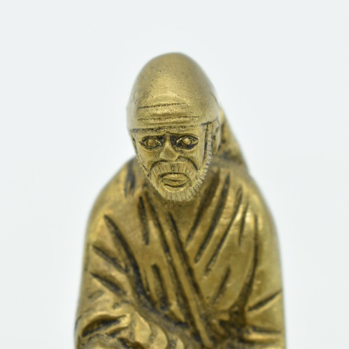 Brass Antique Sai Baba Statue For Pooja Room Home Temple idol Car Dashboard 3 Inch