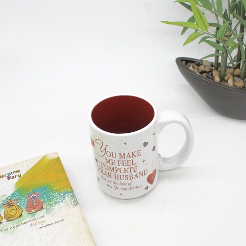 Classic Love Moment coffee mug with quote for husband on valentines day.