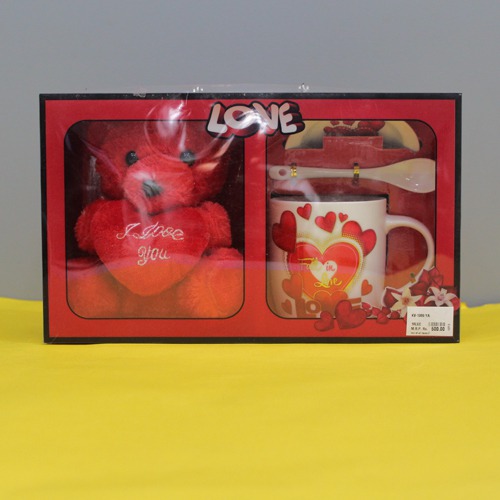 Beautiful Gift Pack With Teddy Bear, Mug, Spoon And Saucer