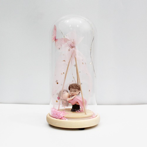 Cute Couple showpiece in Glass Shape Dome With LED Light
