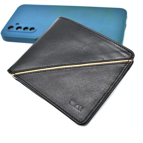 Elan Classic Black Leather Money Clip Wallet | Leather Wallet for Men| Card Slots | Coin Pocket | Currency Slots | ID Slot