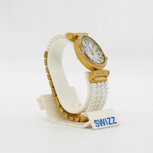 Oval Shape Dial With Pearl Bracelet Women's Watch