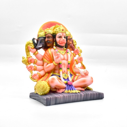 Fiber Panchamukhi Hanuman Idol Bajrangbali Sankat Mochan Bhagwan Idol for Temple car Dashboard Home Decor Statue Gift