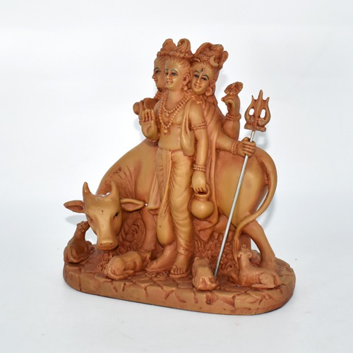Brown Colour Fiber Lord Dattatreya Bhagwan Brass Idol Statue Murti for Home Pooja Office Decor Trimurti Bhagwan Sculpture