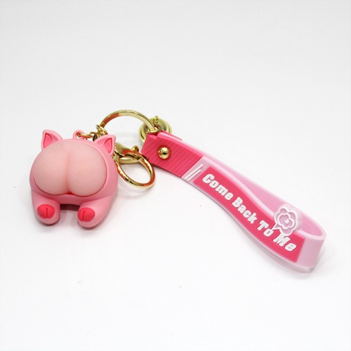 Pink Piggy Buttocks Butt Keychain with Lanyard | Multicolour Hard Plastic Design Keychain for Car Bike Home Keys for Men and Women