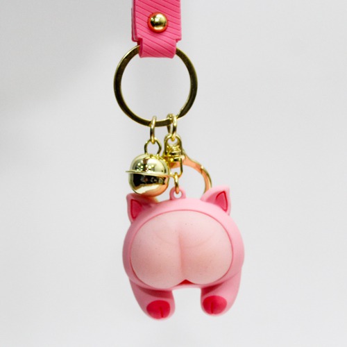 Pink Piggy Buttocks Butt Keychain with Lanyard | Multicolour Hard Plastic Design Keychain for Car Bike Home Keys for Men and Women