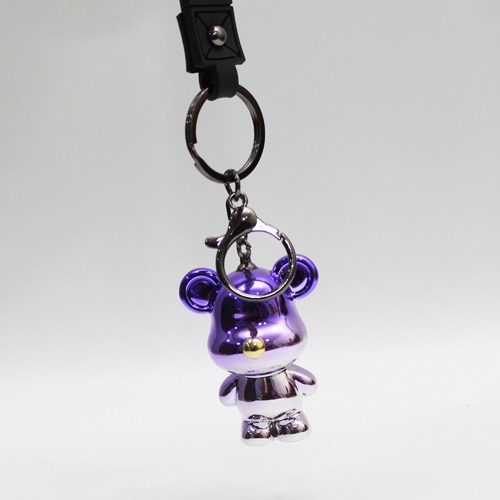 Purple Storm Bear Keychain with Lanyard | 3D Plastic Silicone Keychain for Car & Bike Gifting with Key Ring Anti-Rust