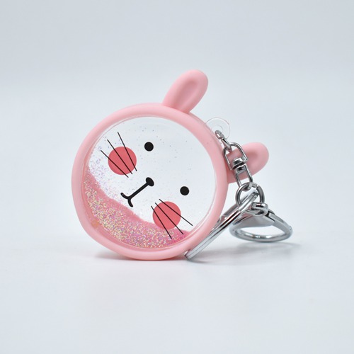Pink Cat With Glitter Water Keychain | Multicolour Hard Plastic Design With Glitter Keychain Key Ring Anti-Rust for Car Bike Home Keys for Women
