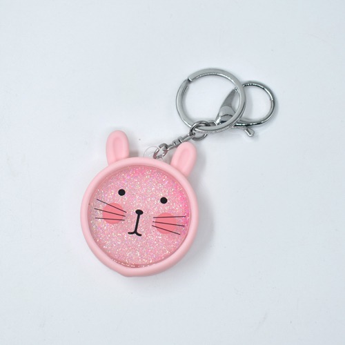 Pink Cat With Glitter Water Keychain | Multicolour Hard Plastic Design With Glitter Keychain Key Ring Anti-Rust for Car Bike Home Keys for Women