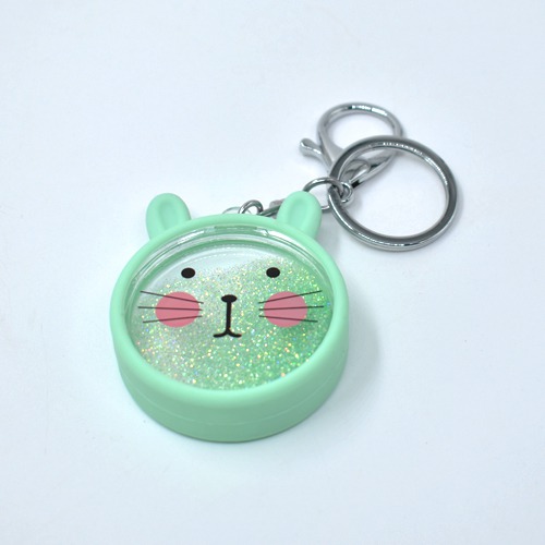 Green Cat With Glitter Water Keychain | Multicolour Hard Plastic Design With Glitter Keychain Key Ring Anti-Rust for Car Bike Home Keys for Women