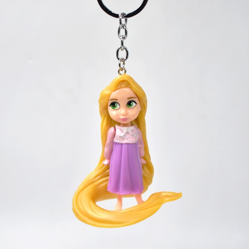 Disney Princess Rapunzel Figure Keychain | 3D Multicolour Hard Plastic Design Keychain Key Ring Anti-Rust for Car Bike Home Keys for Men and Women