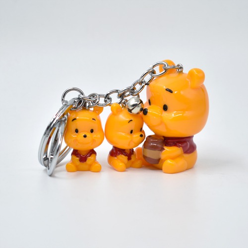 Cute Pooh Keychain  | Cute Pooh  Friends and Family Cartoon Character Plastic Keychain For Car Bike School Bags Office Keychain and  Key ring