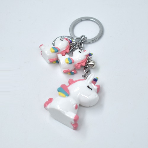 White Unicorn Keychain | 3D Multicolour Hard Plastic Design Keychain Key Ring Anti-Rust for Car Bike Home Keys for Men and Women
