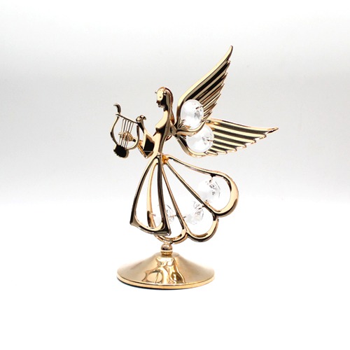 Catholic Archangel Golden Plated Metal Crystal Art