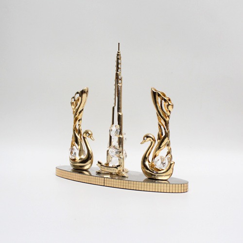 24 Karat Gold Plated Burj Khalifa Crystal Metal Art